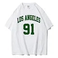 Female Tshirt Los Angeles 91 Street City Printed T-Shirts Casual Breathable T-Shirts Loose Short Sleeve Top Oversized Streetwear
