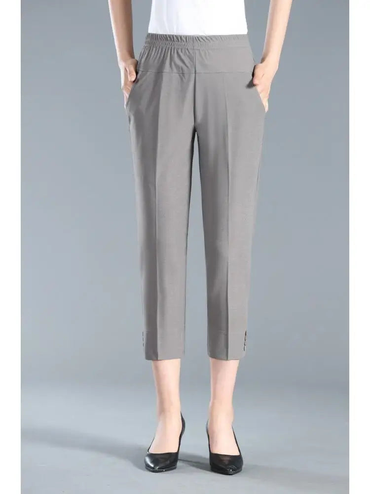 Summer Semi Formal Casual Thin Capri Quarter Trouser