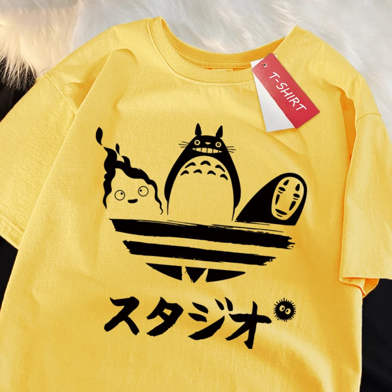 Japanese Anime Totoro & Kaonashi Cute Adidas Style print Oversized Tshrit