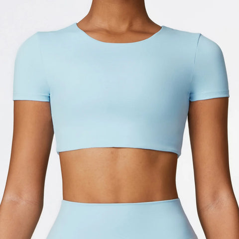 Sports Top Round Neck Yoga & Fitness Half Sleeve Crop Top