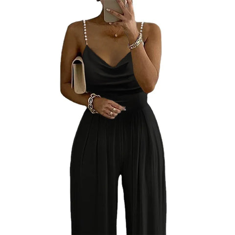 Jumpsuit Women Sexy Sleeveless Suspended Overalls Summer Backless Romper Elegant Party Club Prom High Waist Night Jumpsuits