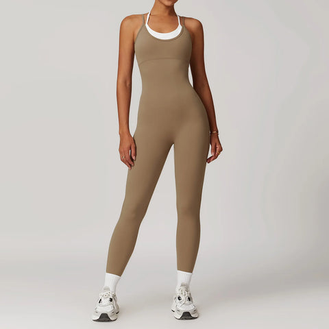 Sexy Women's Clothes Yoga Set Color Blocking Jumpsuits One Piece Fitness Rompers Sleeveless Sportswear Gym Set Workout Tracksuit
