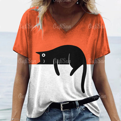 Summer Cat Print Casual Short Sleeve 3d T-Shirts