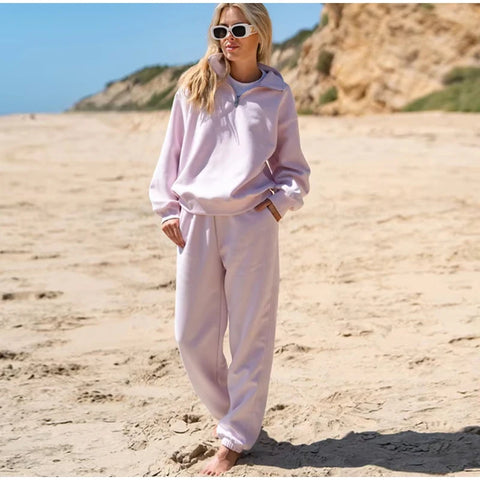Women Track Suit Laple Zipper Patchwork Set