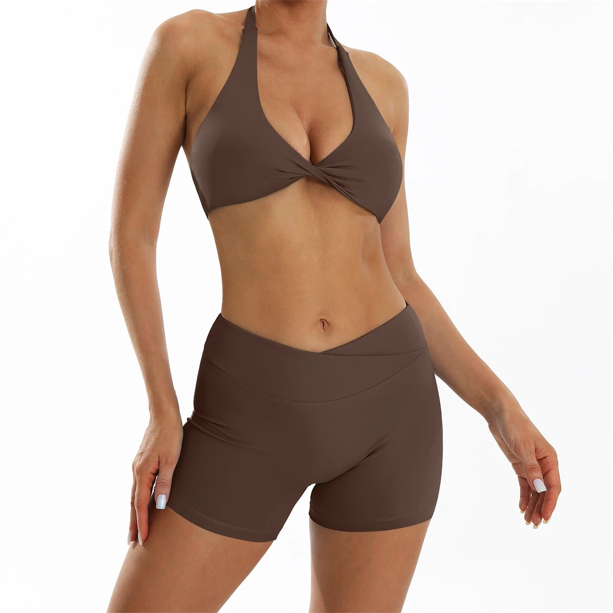 Gym Set Short Yoga Tracksuits Women 2 PCS Sport Suit Fitness Clothing Workout Outfits Push Up Shorts Sporty Bra Sportwear