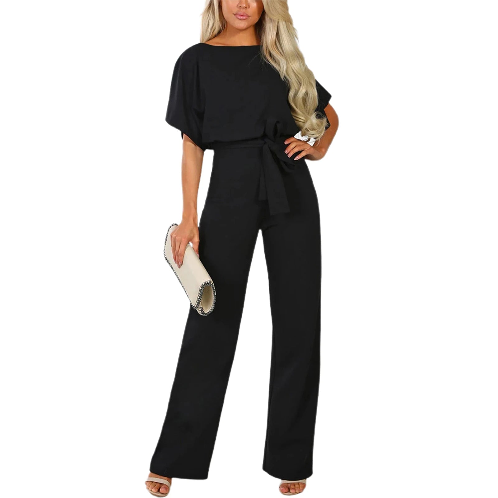 Women Sleeveless Long Jumpsuit 2025 Summer Wide Leg Pant Casual Waisted Tank Rompers Playsuit Office Lady Elegant Pocket Overall