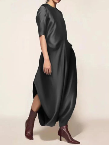 Elegant Round Neck Streetwear Satin Chic Trendy Formal Jumpsuit