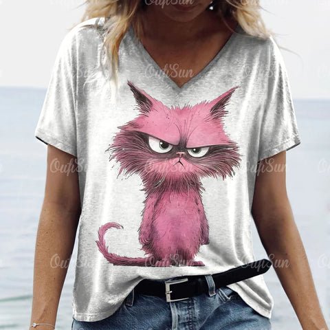 Summer Cat Print Casual Short Sleeve 3d T-Shirts