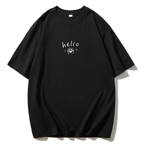 Hirsionsan New Women Graphic Printed Cotton T Shirts Female Khaki Oversized Casual Soft Tees Unisex Short Sleeve Summer Tops