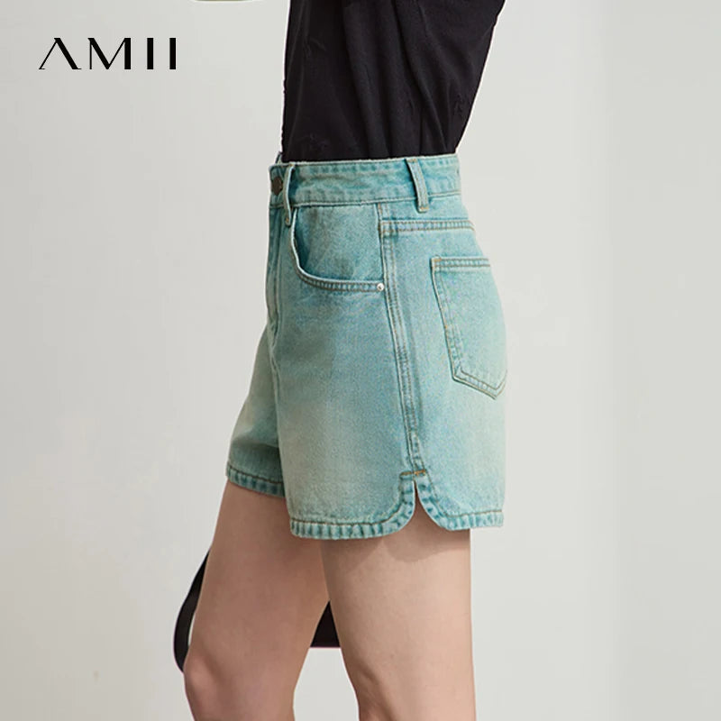 AMII Old Retro Washed Casual Summer Denim Shorts