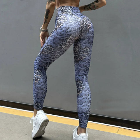 Leopard Bra & Fitness High Waist Raise Scrunch Gym Leggings set