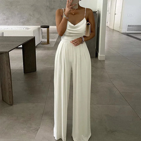Jumpsuit Women Sexy Sleeveless Suspended Overalls Summer Backless Romper Elegant Party Club Prom High Waist Night Jumpsuits