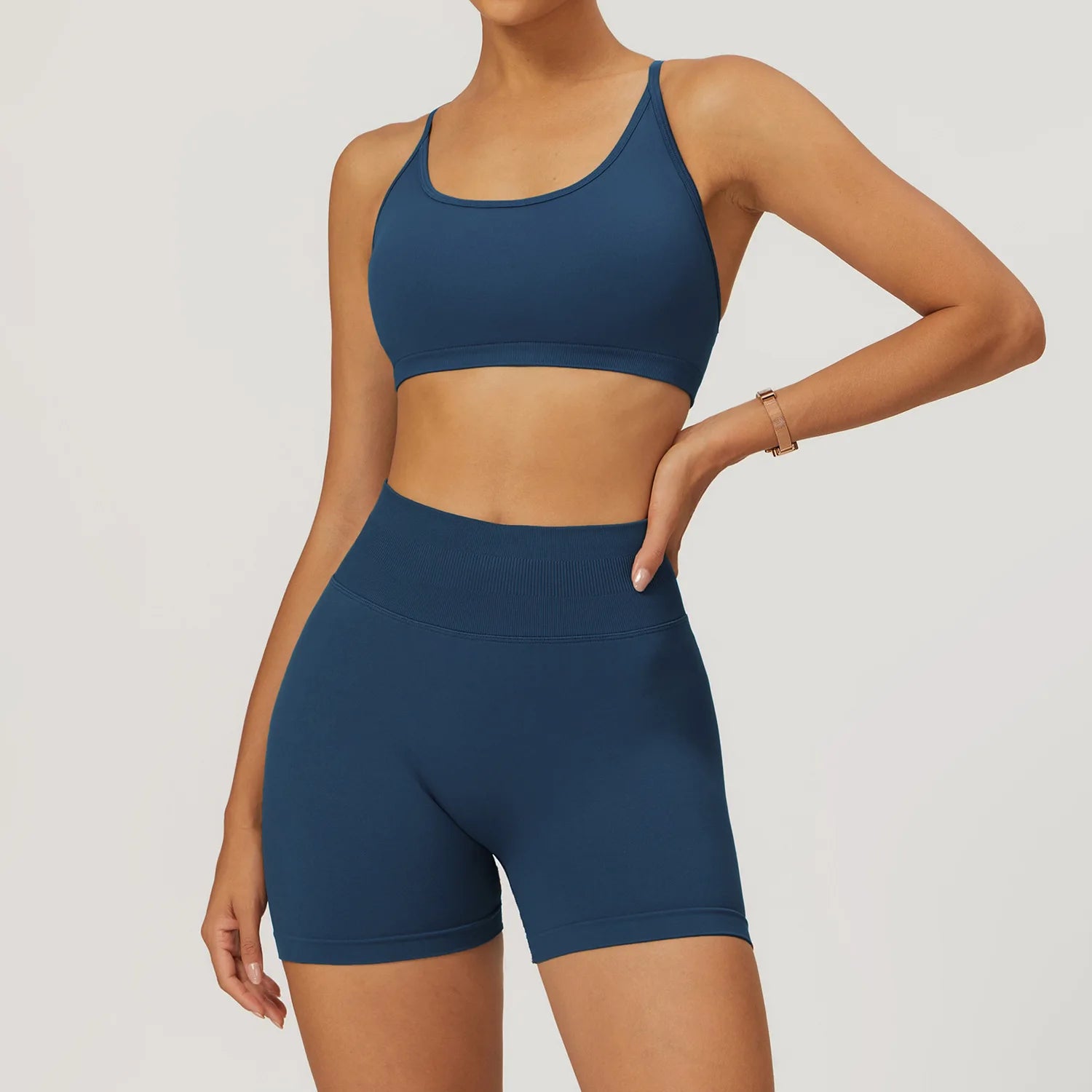 Premium Material Seamless Tops & Shorts Yoga Set
