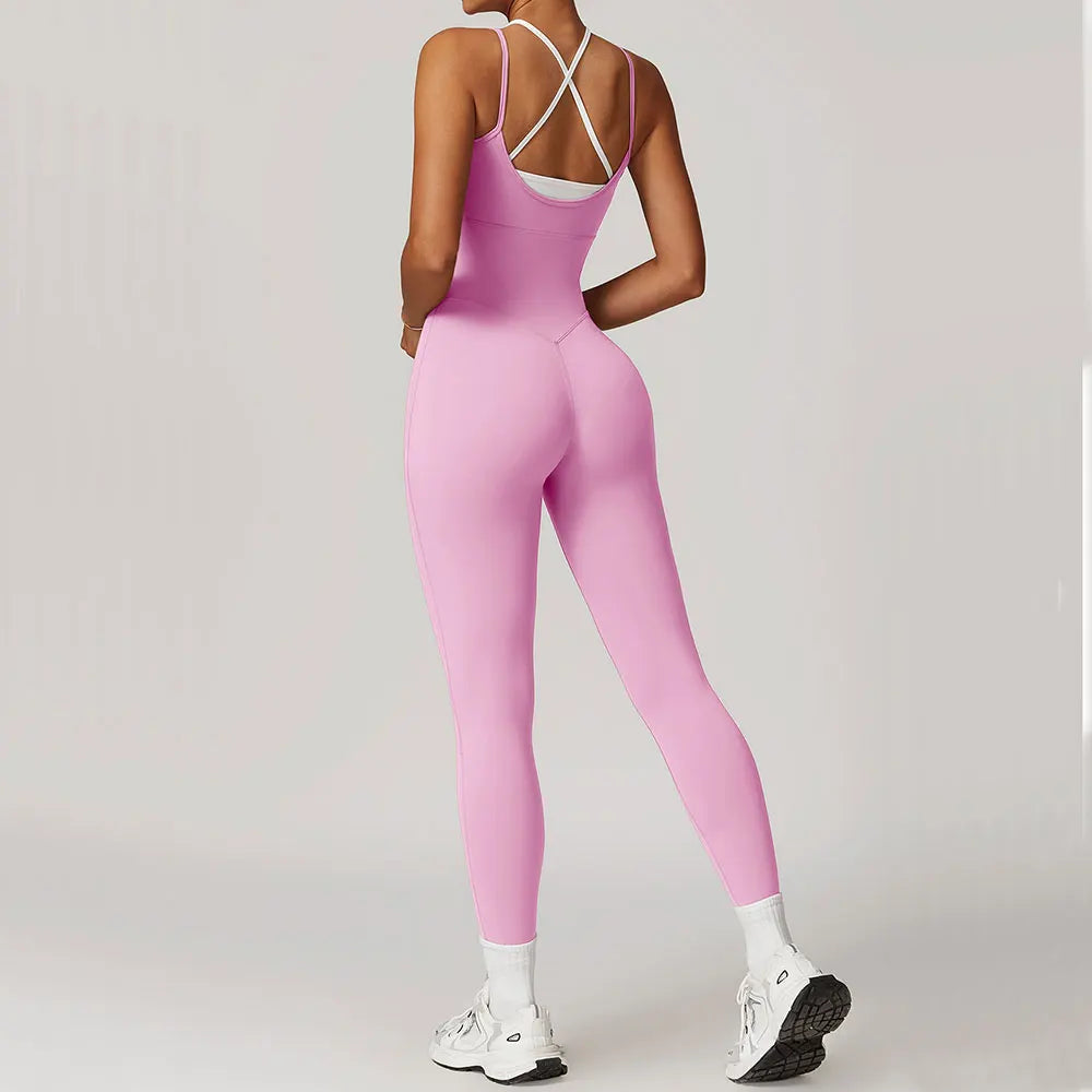 Sexy Women's Clothes Yoga Set Color Blocking Jumpsuits One Piece Fitness Rompers Sleeveless Sportswear Gym Set Workout Tracksuit
