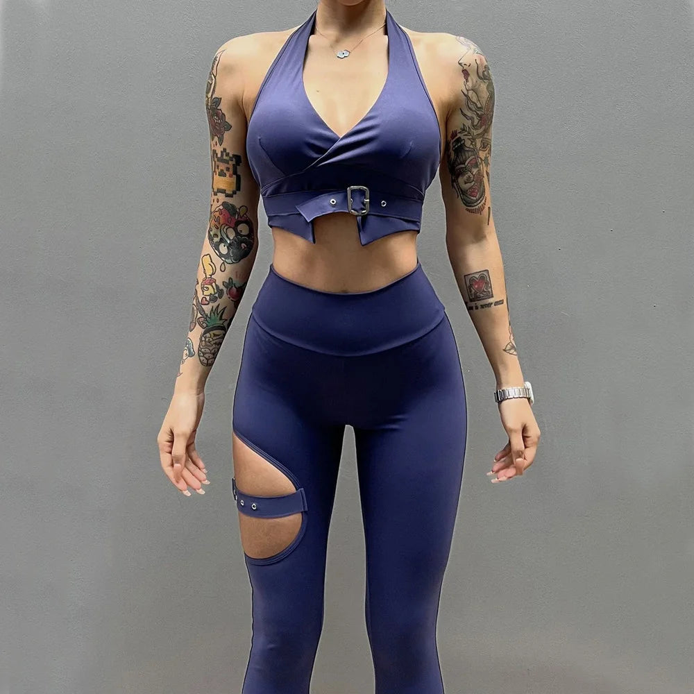 2025 1/2PCS Pad Women Crop Buckle Bra Leggings Yoga Set Scrunch Workout Pant Fitness Gym Sports Squat Proof Legging Outfit Suits