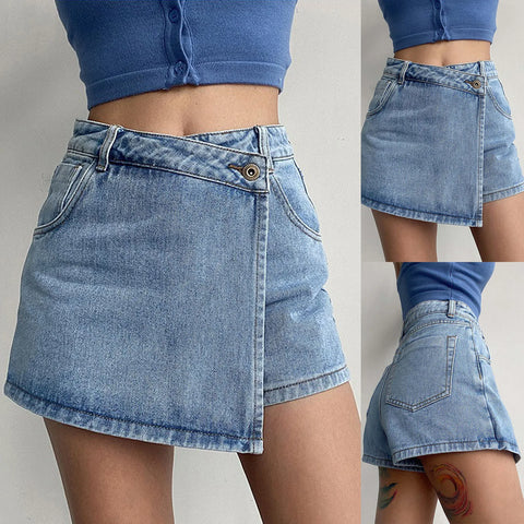 Plus Size Double Layered Low Waist Shorts Skirts