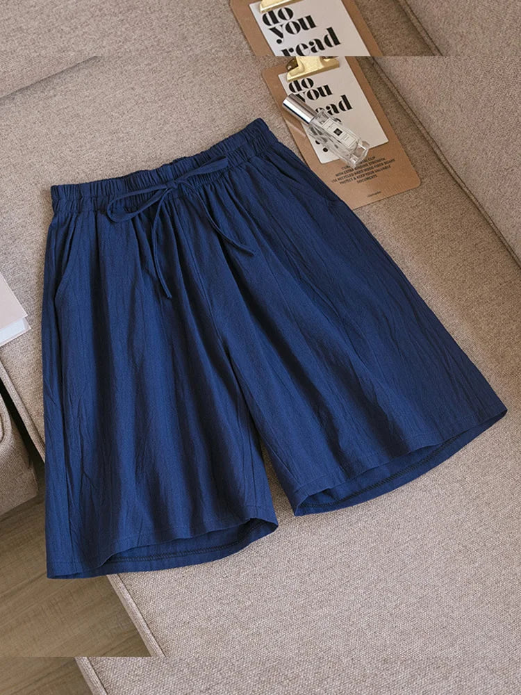 2024 Women Cotton Shorts,Summer Casual Solid Two Pockets shorts high waist loose shorts for girls Soft Cool female shorts