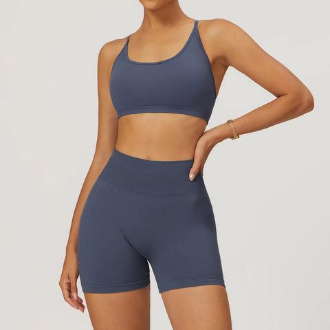 Premium Material Seamless Tops & Shorts Yoga Set