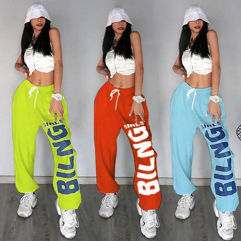 American retro letter print Joggers women