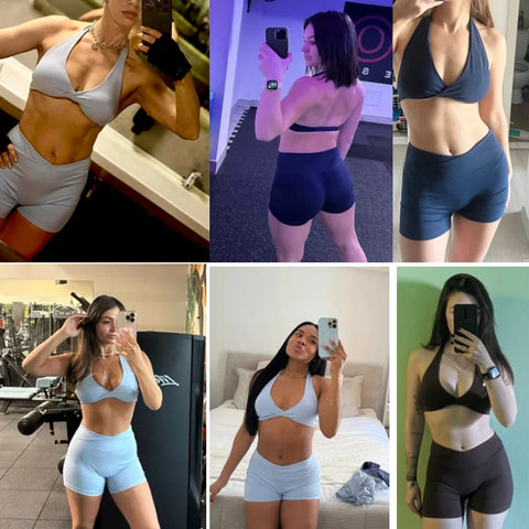 Gym Set Short Yoga Tracksuits Women 2 PCS Sport Suit Fitness Clothing Workout Outfits Push Up Shorts Sporty Bra Sportwear