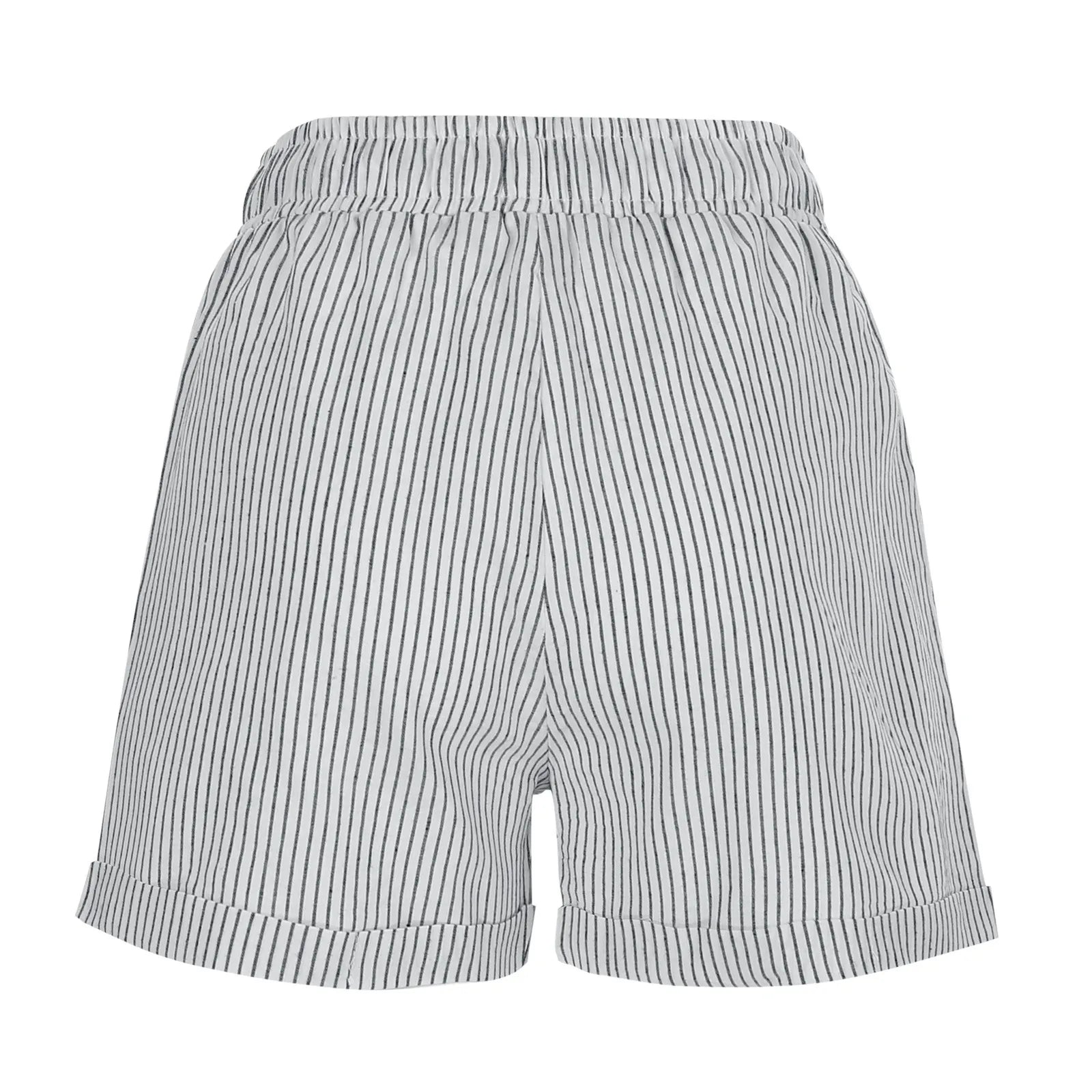 Striped Loose Shorts For Woman Drawstring Side Sports Shorts Women'S Summer Casual Trousers With Pockets Fashion Slacks Mujer