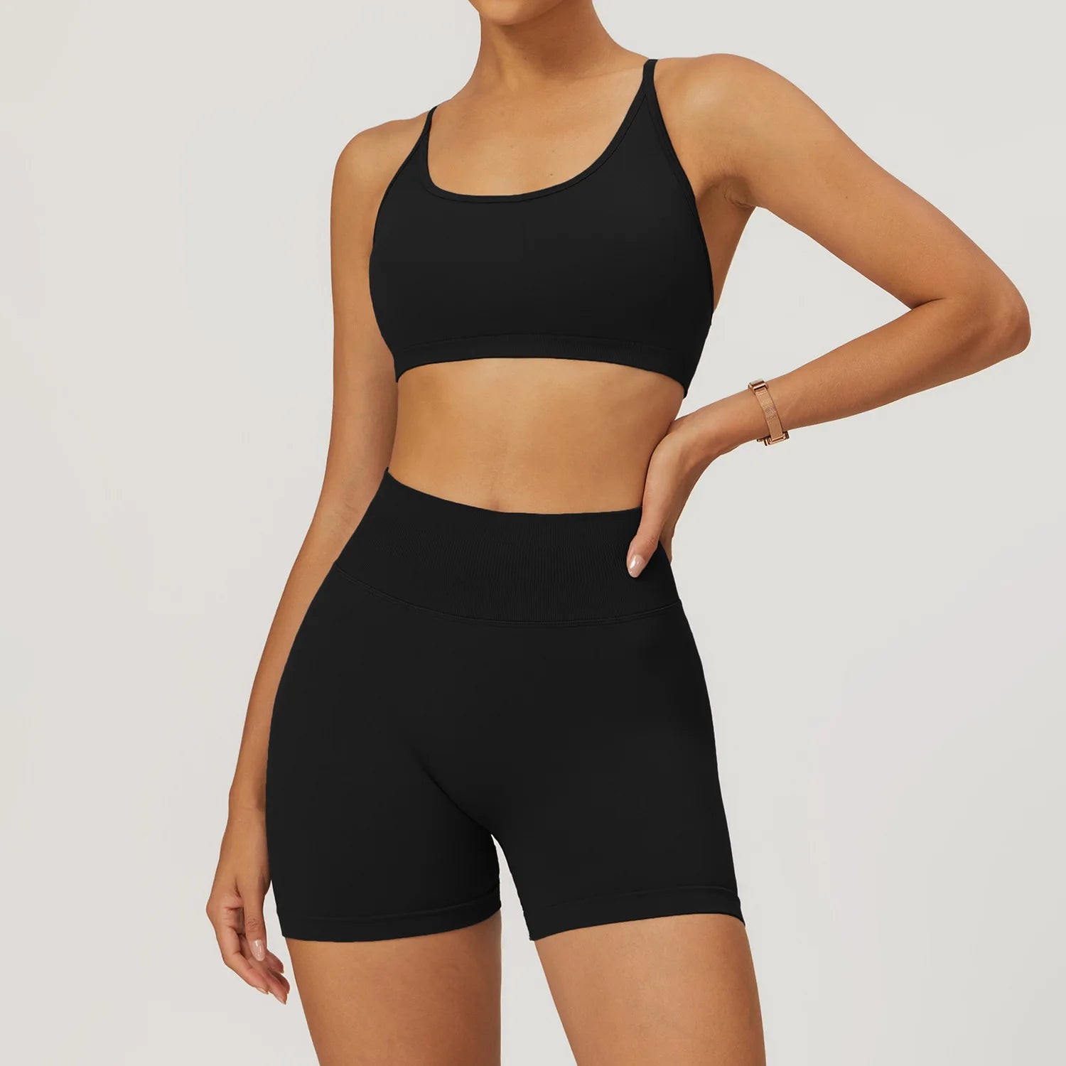 Premium Material Seamless Tops & Shorts Yoga Set