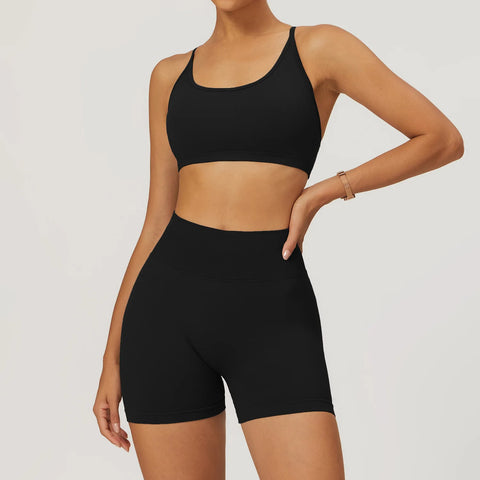 Premium Material Seamless Tops & Shorts Yoga Set