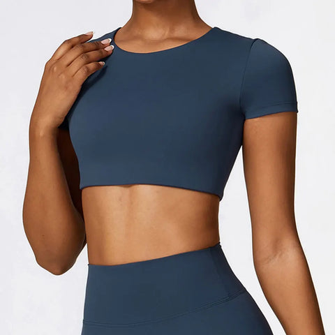 Sports Top Round Neck Yoga & Fitness Half Sleeve Crop Top
