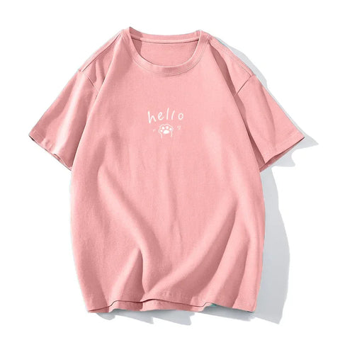 Hirsionsan New Women Graphic Printed Cotton T Shirts Female Khaki Oversized Casual Soft Tees Unisex Short Sleeve Summer Tops