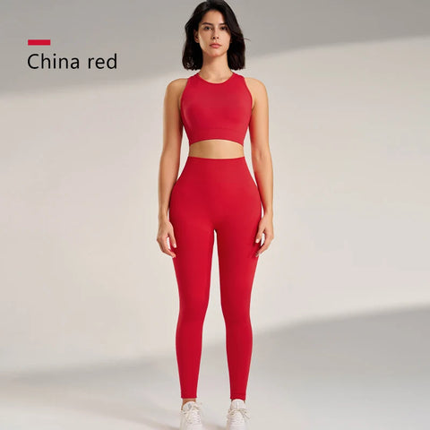 Yoga Underwear Athletic Tank Top Long Pants Set