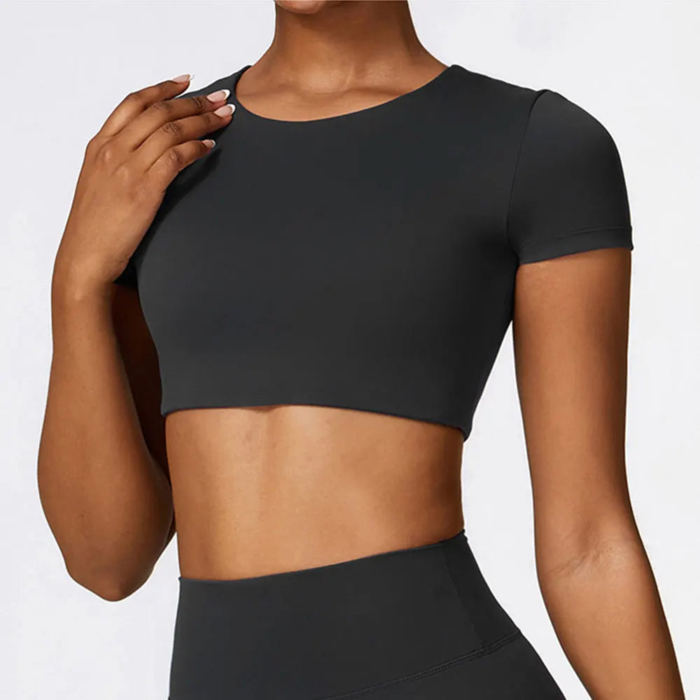 Sports Top Round Neck Yoga & Fitness Half Sleeve Crop Top