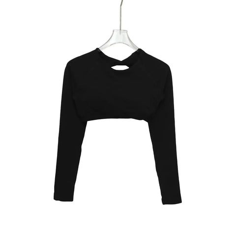 Gym Illustrated Long Sleeve Compression  Crop Top Woman Yoga Pilates Clothing Beautiful Back Gym Workout Sportswear Sports Compression Shirt