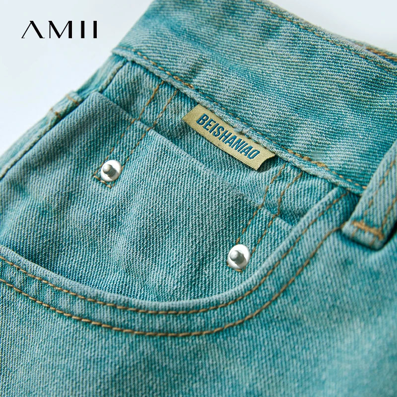AMII Old Retro Washed Casual Summer Denim Shorts