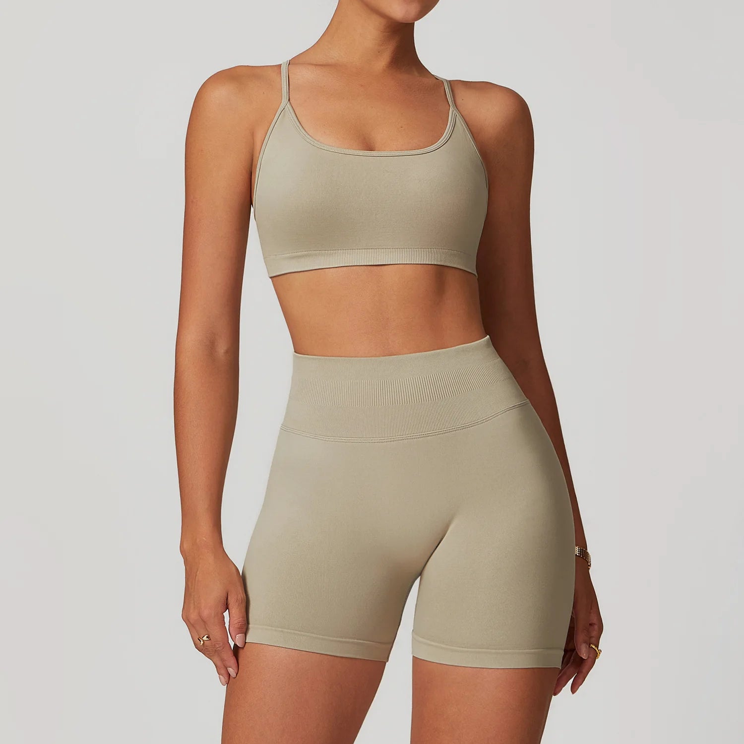 Premium Material Seamless Tops & Shorts Yoga Set