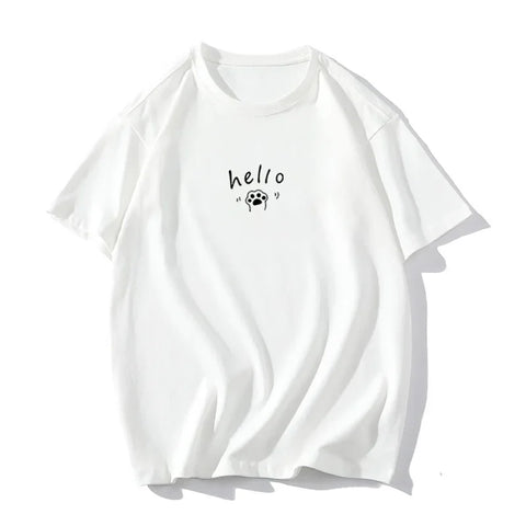 Hirsionsan New Women Graphic Printed Cotton T Shirts Female Khaki Oversized Casual Soft Tees Unisex Short Sleeve Summer Tops