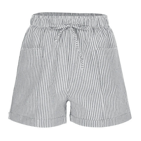 Striped Loose Shorts For Woman Drawstring Side Sports Shorts Women'S Summer Casual Trousers With Pockets Fashion Slacks Mujer