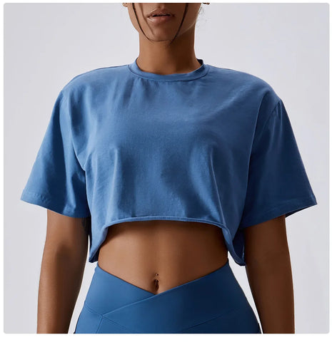 Leisure Versatile Fitness & Active Crop Top Loose Sports T-shirt