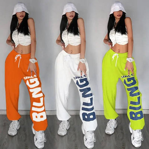 American retro letter print Joggers women