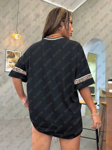 Los Angeles Number 91 TShirt For Men Women Summer Fashion Leopard Print V-neck Tee Trend Short Sleeve Female Streetwear Top