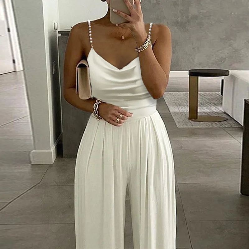 Jumpsuit Women Sexy Sleeveless Suspended Overalls Summer Backless Romper Elegant Party Club Prom High Waist Night Jumpsuits