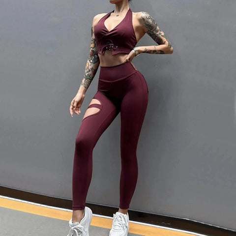 2025 1/2PCS Pad Women Crop Buckle Bra Leggings Yoga Set Scrunch Workout Pant Fitness Gym Sports Squat Proof Legging Outfit Suits