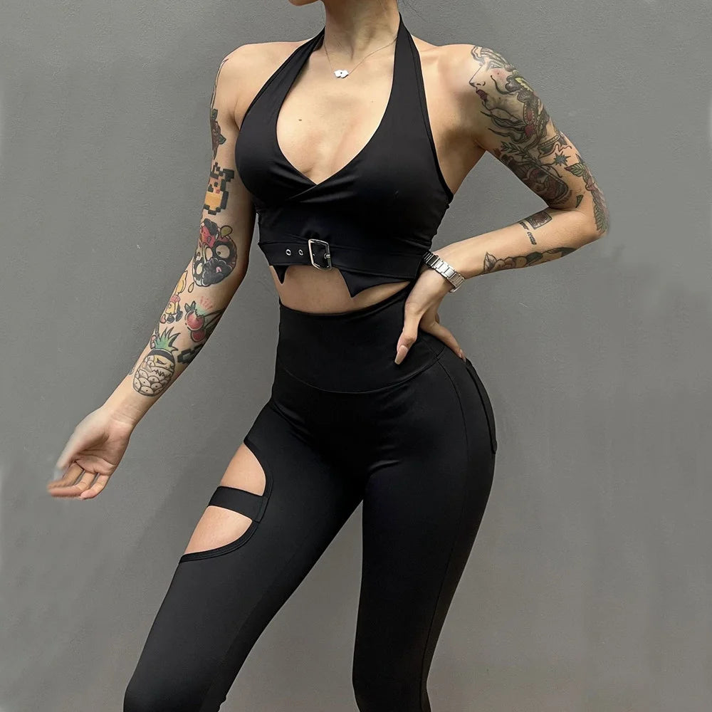 2025 1/2PCS Pad Women Crop Buckle Bra Leggings Yoga Set Scrunch Workout Pant Fitness Gym Sports Squat Proof Legging Outfit Suits