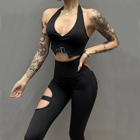 2025 1/2PCS Pad Women Crop Buckle Bra Leggings Yoga Set Scrunch Workout Pant Fitness Gym Sports Squat Proof Legging Outfit Suits
