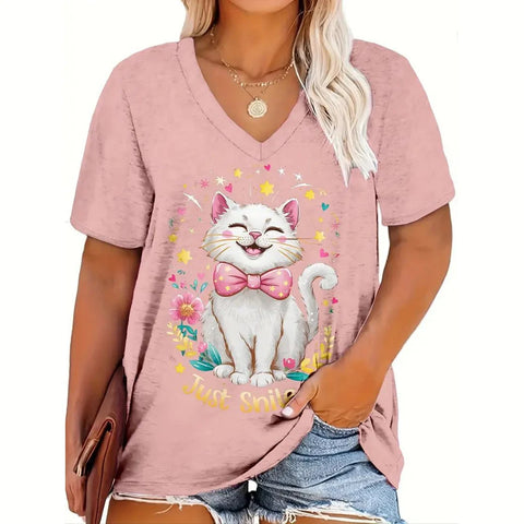 Summer Cat Print Casual Short Sleeve 3d T-Shirts