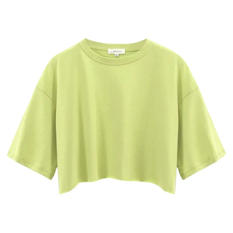 Leisure Versatile Fitness & Active Crop Top Loose Sports T-shirt