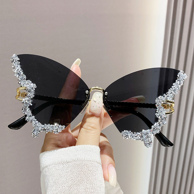 Y2K Vintage Luxury Diamond Butterfly Oversized Sunglasses