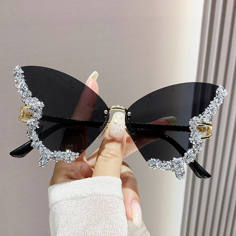 Y2K Vintage Luxury Diamond Butterfly Oversized Sunglasses
