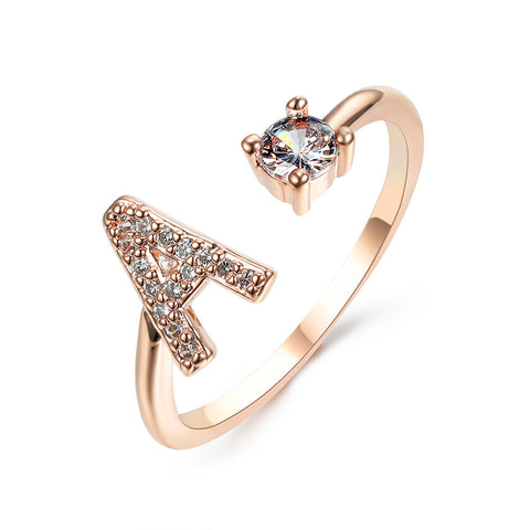 Adjustable 26 Initial Letter Ring Fashion Jewelry For Women Simple Elegant Jewelry