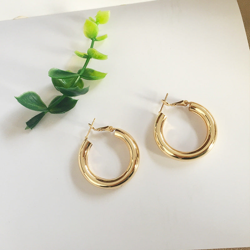Simple European American Circle Earrings Alloy Glitter