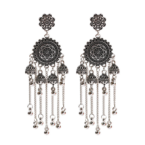 Retro Court Series Ear Rings Nostalgic Elegant Bell Tassel Long